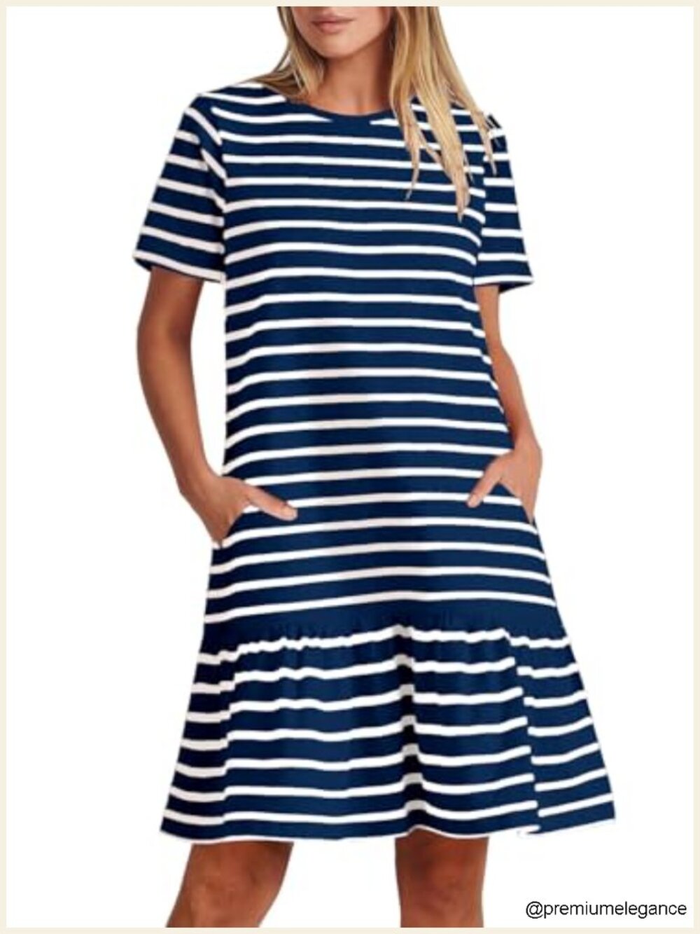 Women's Striped T-Shirt Dress with Pockets Casual Summer Mini Dress